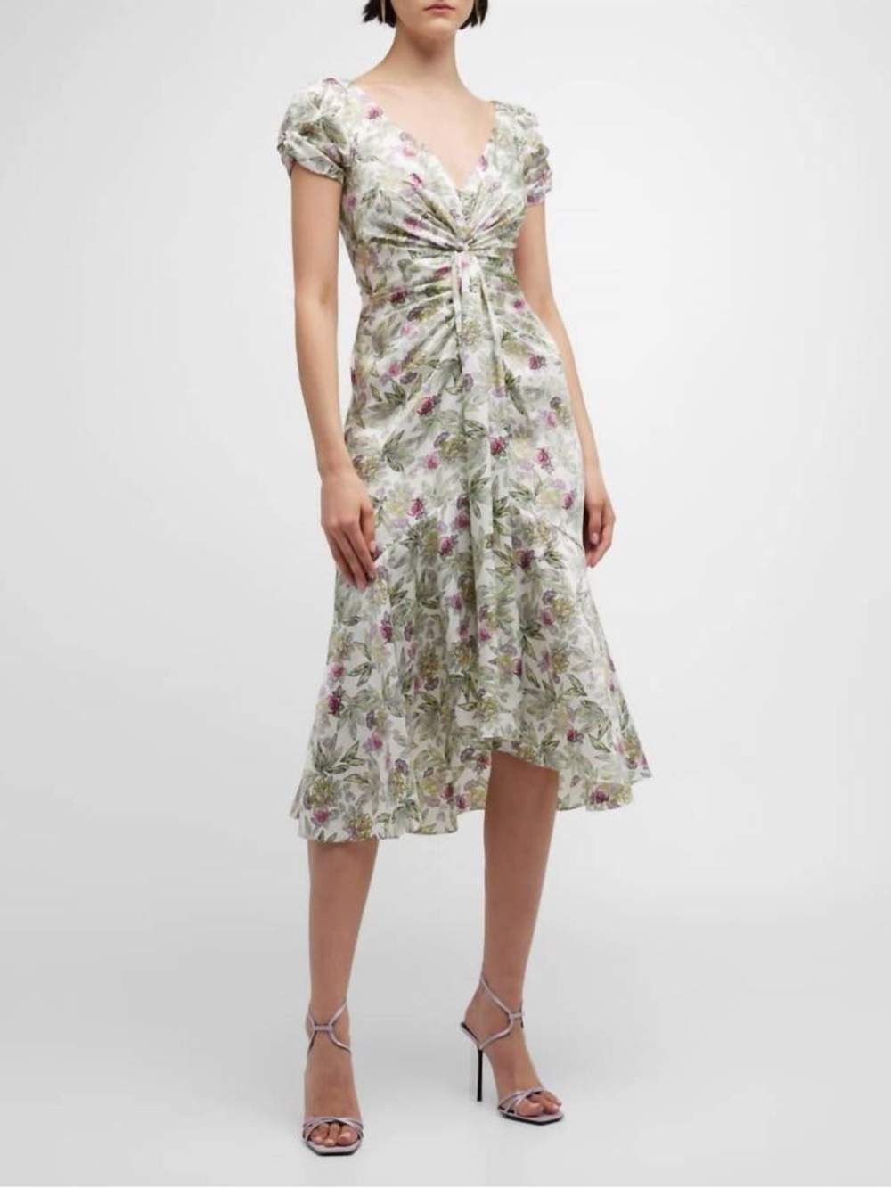 Cinq à Sept Walker Floral Twist Front Midi Dress Size 8
